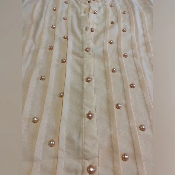 Rare you peach cottagecore blouse with pearls. Size small - Picture 2 of 3